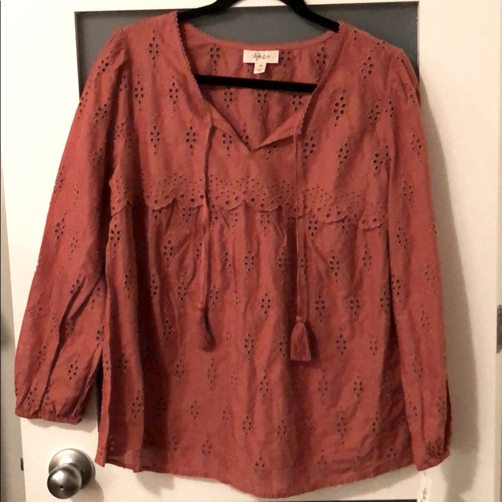 NWT Style & Co. Medium Petite Eyelet Cotton Top